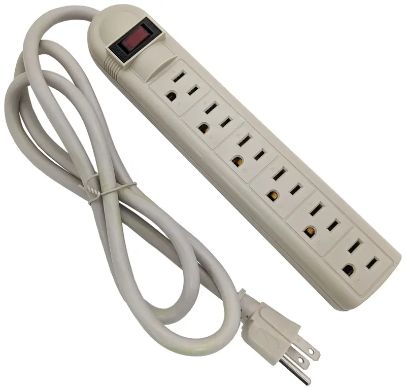 6-Outlet UL-Certified Surge Protector Power Strip with Master On/Off Switch