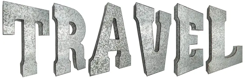 7-Foot “TRAVEL” Wall Art – 20″ Tall Galvanized Metal Letters with Rustic Silver Finish, Farmhouse & Mid-Century Decor