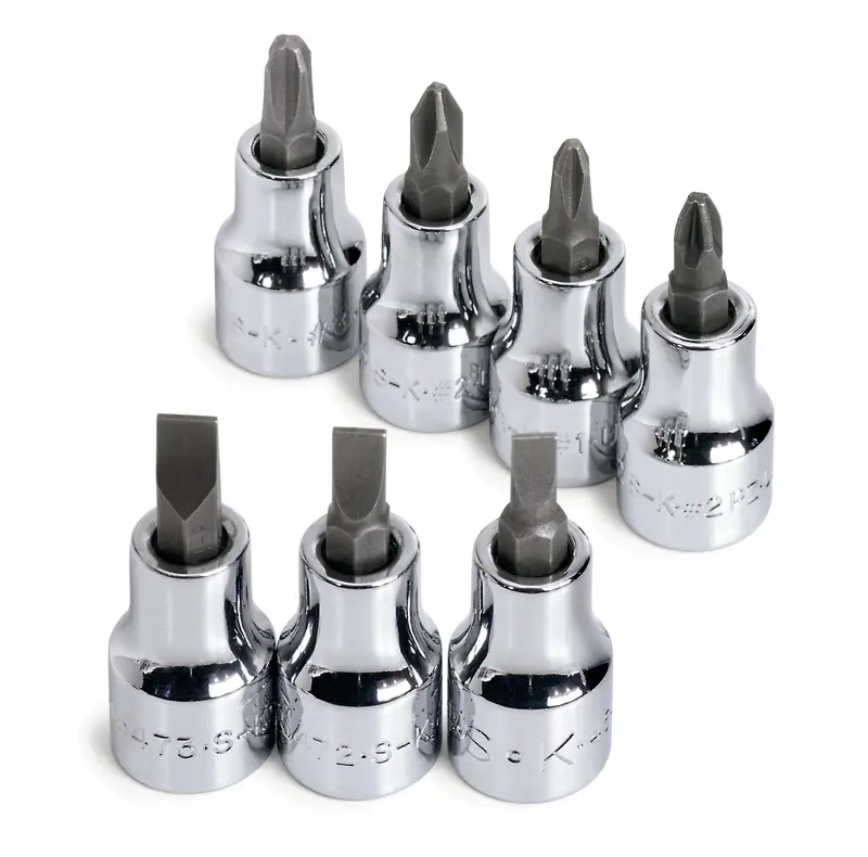 7-Piece 3/8″ Drive Screwdriver Bit Sockets – Phillips & Flathead Options