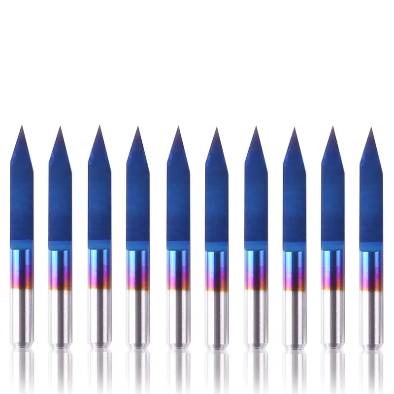 70V30 Engraving Bit Set — 10-Piece, 1/8″ Shank, 30° Included Angle, 0.1mm Tip Diameter