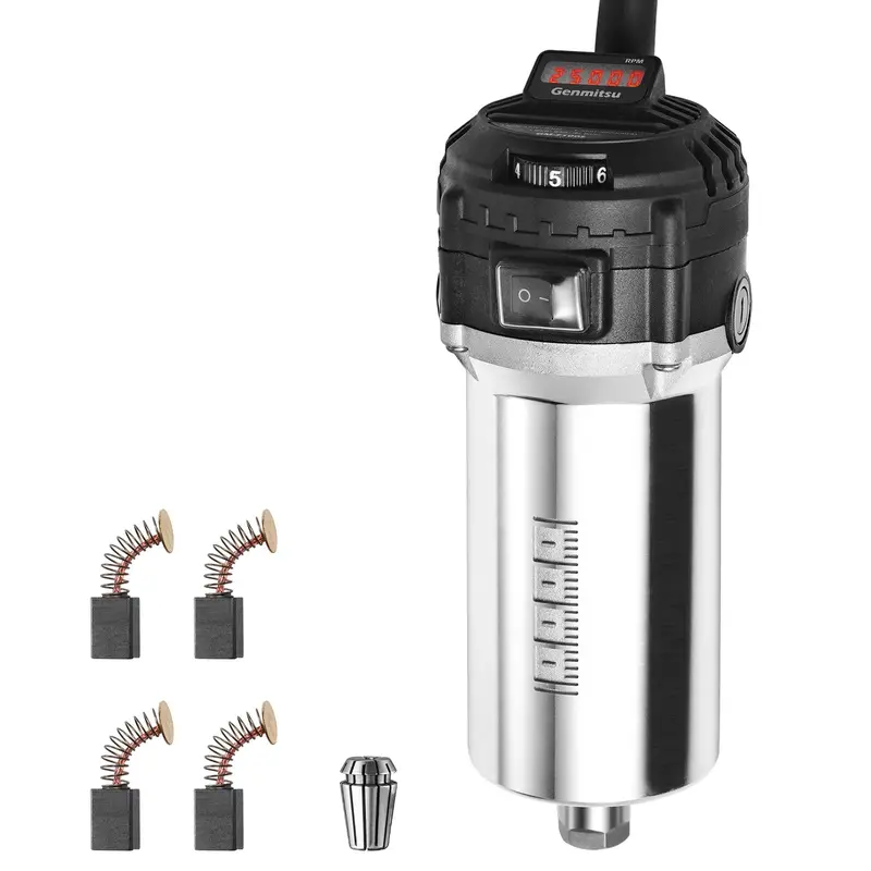 710W Compact CNC Router Spindle Motor with LCD Digital Speed Control – 6-Speed Adjustment, ER11 1/8″ Collet, Dual Carbon Brush Design for Milling Machines