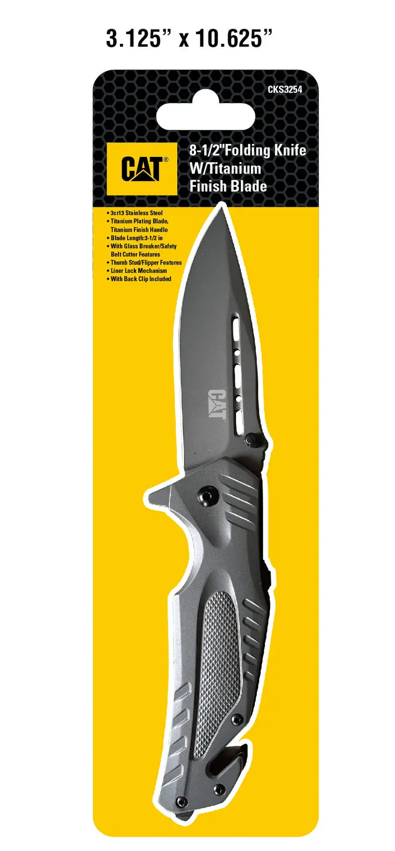 8.5-Inch Rescue Folding Knife with Seatbelt Cutter
