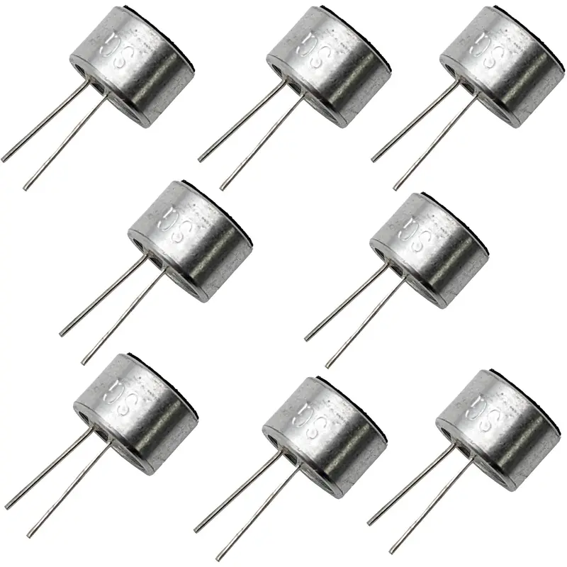 8-Pack 9.7mm Electret Condenser Microphones – FET Type, 2–10V DC, 1kΩ, 50Hz–8kHz