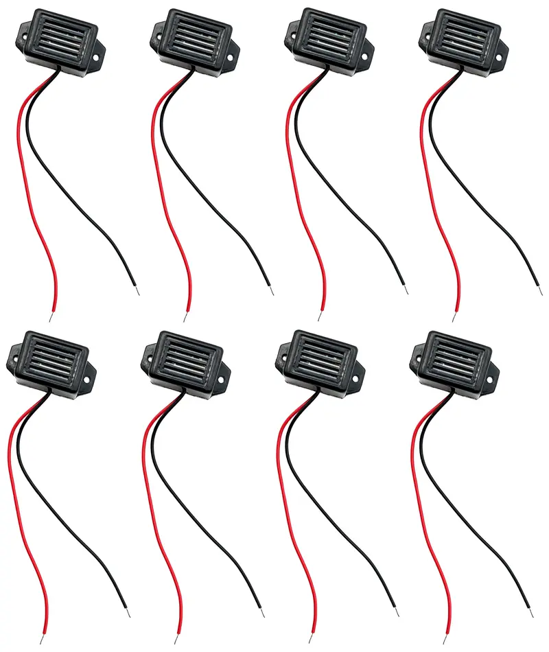 8-Pack 9V DC Piezo Buzzers – 85dB Electronic Sounders with Lead Wires, 1.1″ x 0.7″ Compact Size