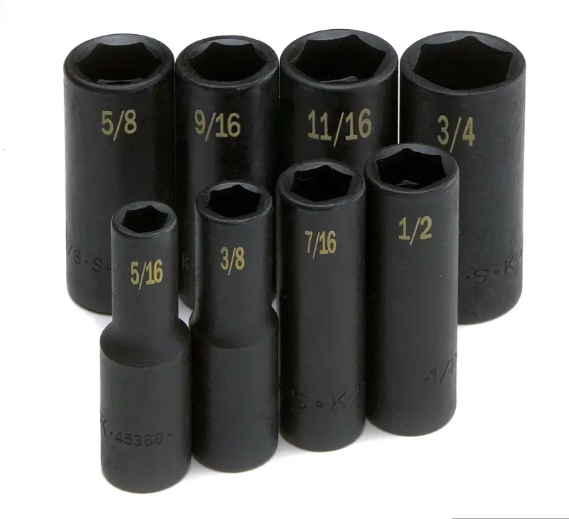 8-Piece 3/8″ Drive 6-Point Fractional Deep Impact Socket Set