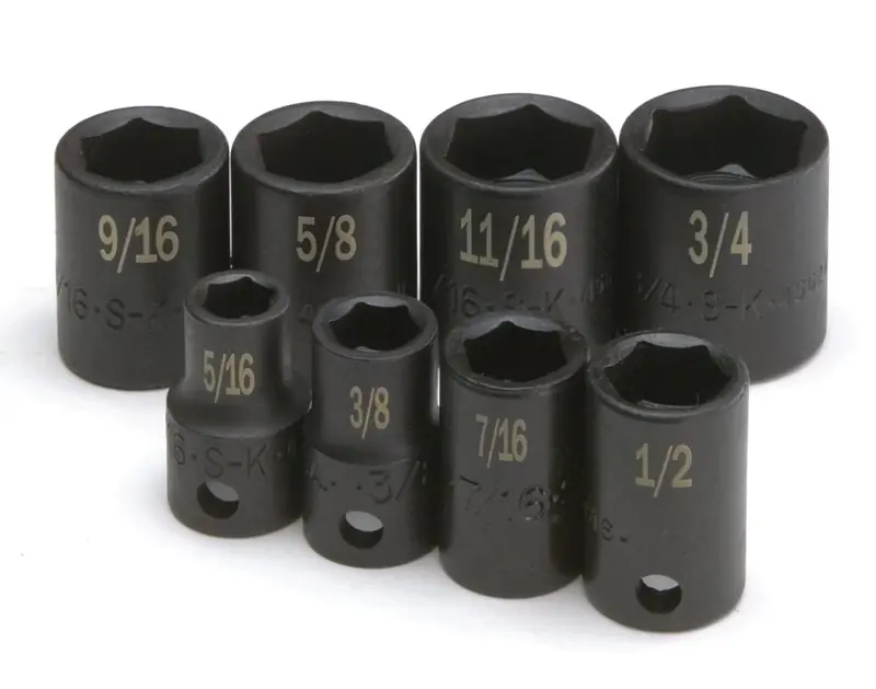 8-Piece 3/8″ Drive 6-Point Fractional Standard Impact Socket Set
