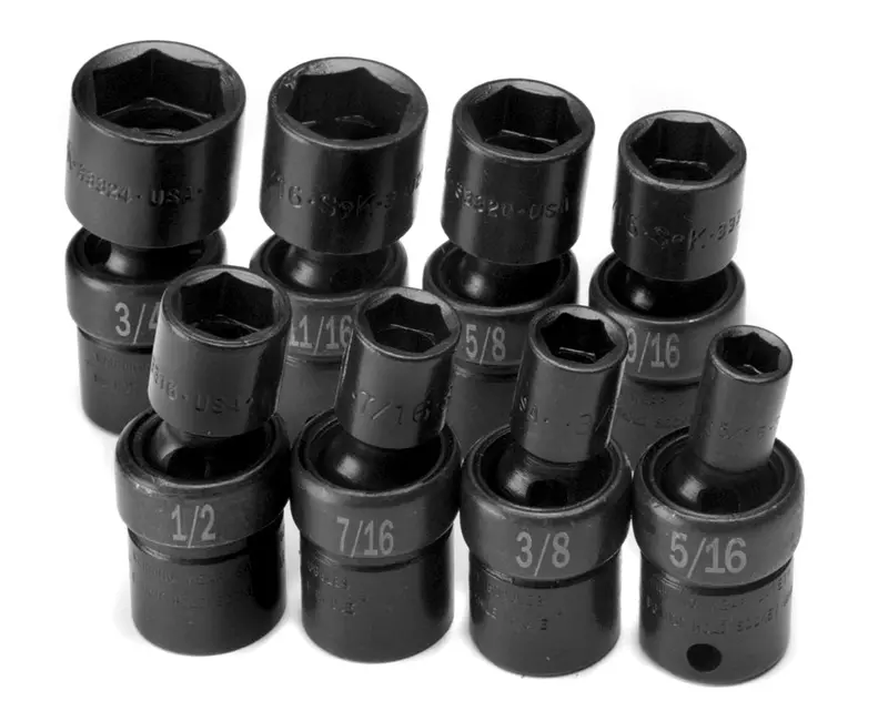 8-Piece 3/8″ Drive 6-Point Swivel Impact Socket Set – Full Fractional Range