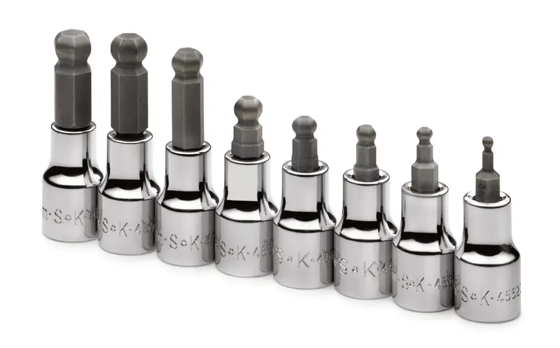 8-Piece 3/8″ Drive Metric Ball Hex Bit Sockets – Ergonomic Grip Surface
