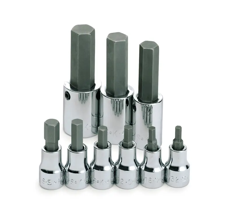 9-Piece Fractional Hex Bit Socket Set – Compatible with 3/8″ & 1/2″ Drives