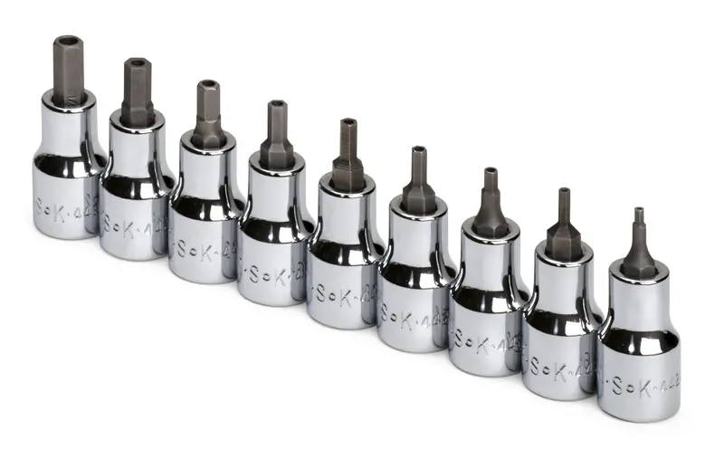 9-Piece Tamper-Proof Hex Bit Socket Set – Fractional Sizes, 3/8″ Drive