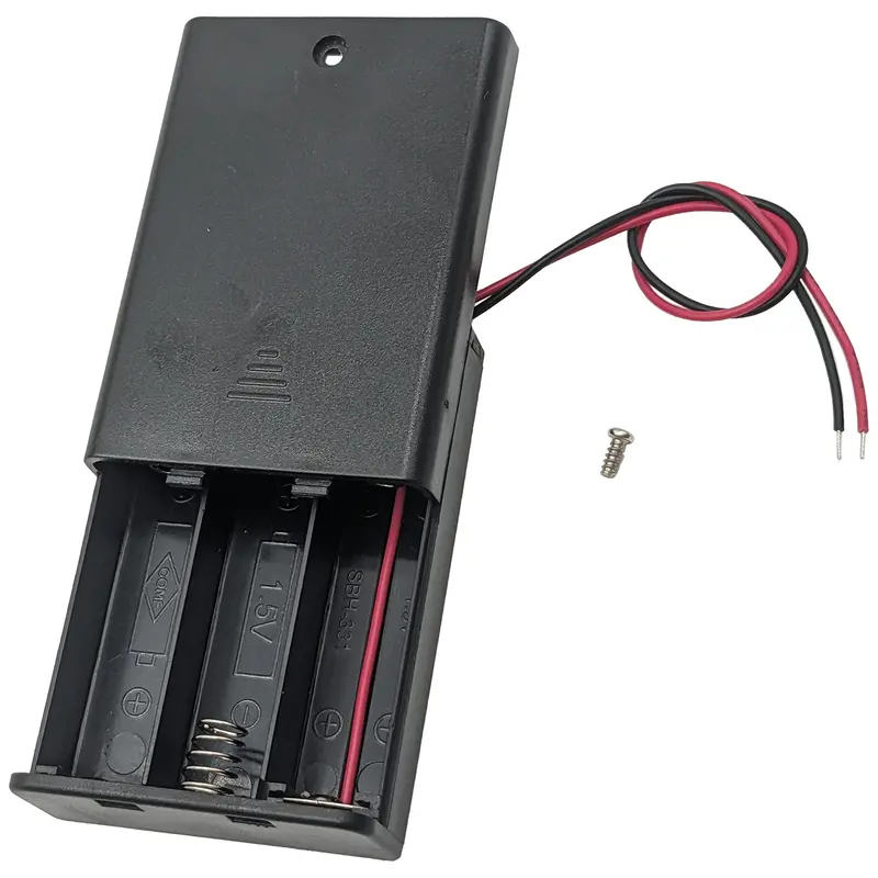 AA Battery Holder for 3 Cells – Includes Toggle Switch, Insulated Leads, and Protective Cover