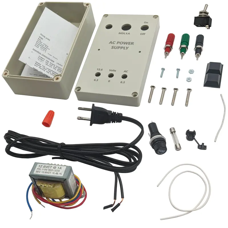 AC Power Supply Soldering Kit – Build-Your-Own 6.3V/12.6V Transformer-Based Supply with Guide