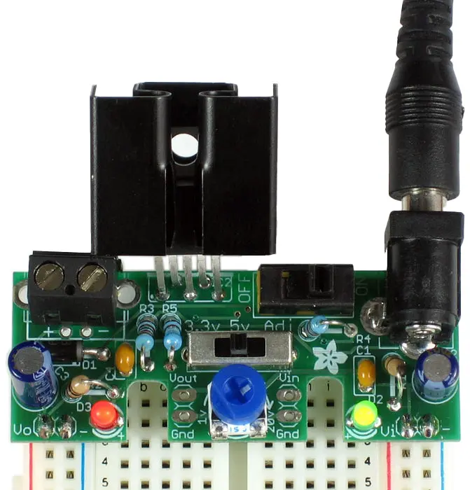 Adjustable Breadboard Power Supply Kit – Regulated DC Output, Breadboard-Friendly Design (Model 184)