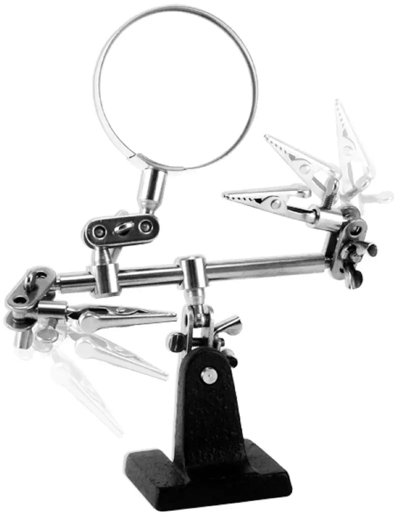 Adjustable Helping Hand with Integrated Magnifier