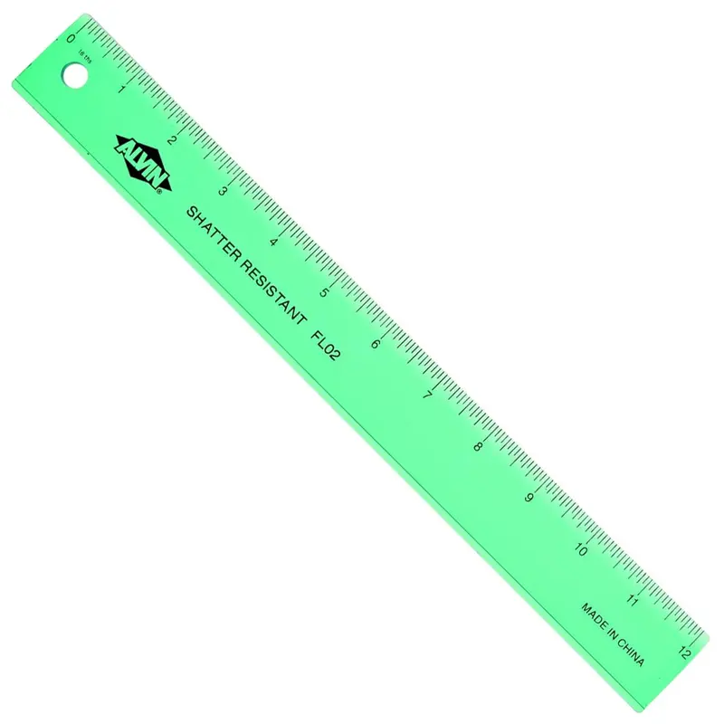 Alvin 12-Inch Plastic School Ruler – 1.5″ Width, Assorted Colors (FL02)