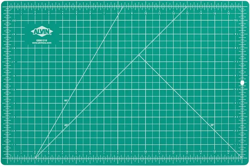 ALVIN GBM1218 Professional Rotary Cutting Mat – 12″ × 18″ Double-Sided (Green/Black), Self-Healing Surface for Fabric, Paper & Vinyl