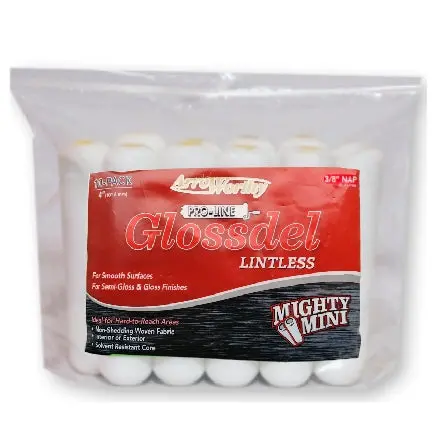 ArroWorthy Mighty Mini 4″ Glossdel Roller Covers – 3/8″ Nap, 10-Pack (4-GL3CK)