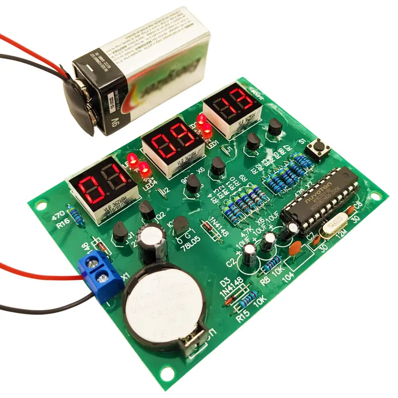 Assembled 24-Hour Digital Clock Kit – HH:MM:SS LED Display with Schematic Diagram
