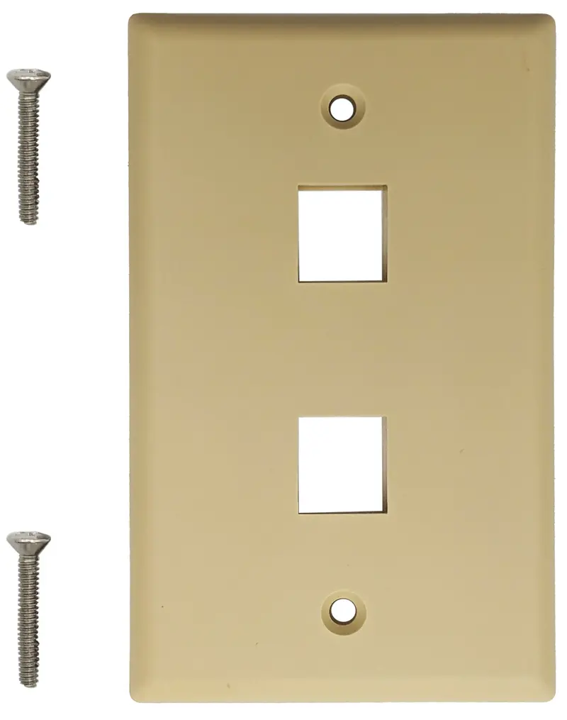 Beige 2-Port Keystone Wall Plate with Mounting Screws