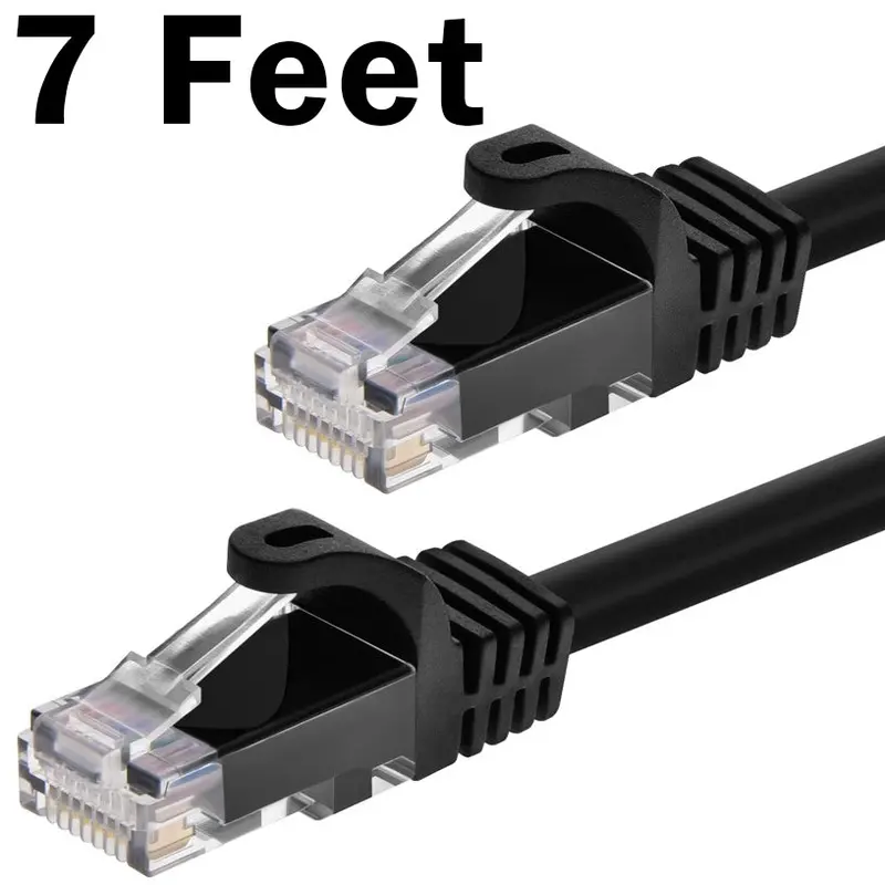 Black Cat6 Ethernet Patch Cable – 7-Foot UTP, 550 MHz Bandwidth, RJ45 Connectors