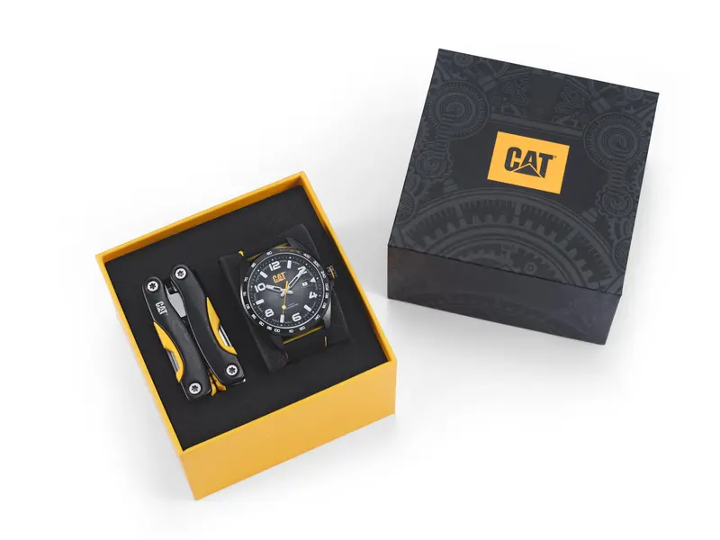 Black Dial Watch Gift Set for Men and Women
