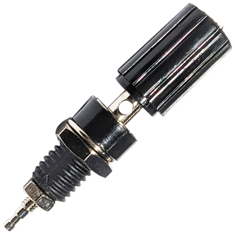 Black Insulated 5-Way Binding Post Compatible with Banana and Spade Connectors