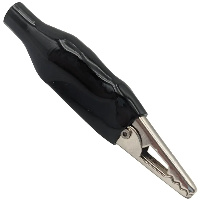 Black Insulated Mini Alligator Clip – 1″ Length, #30 Equivalent