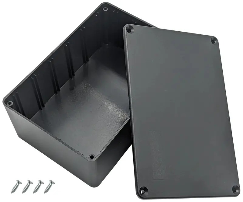 Black Project Housing – 5.89 × 3.89 × 2.36 Inches with Secure Lid & Screws