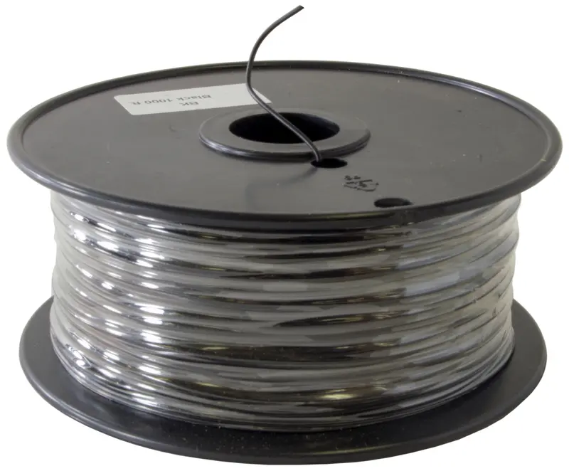 Black UL 1007/1569 24 AWG Solid-Core Wire – 1000-Foot Roll, 300V, 80°C Temperature Rating