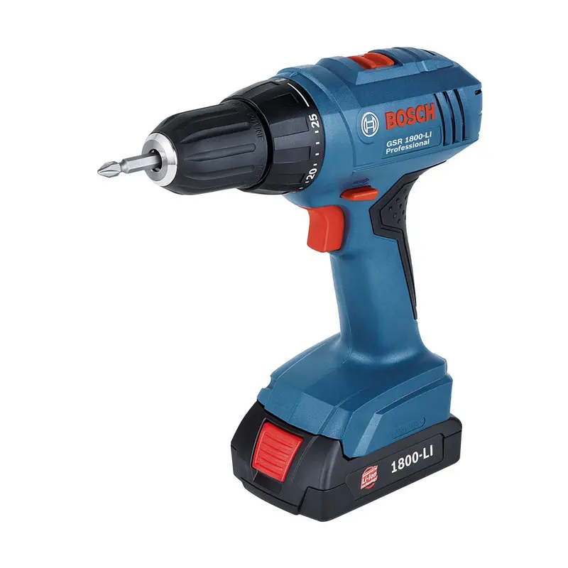 Bosch GSR 1800-LI 18V Cordless Drill-Driver Kit Featuring Two Batteries