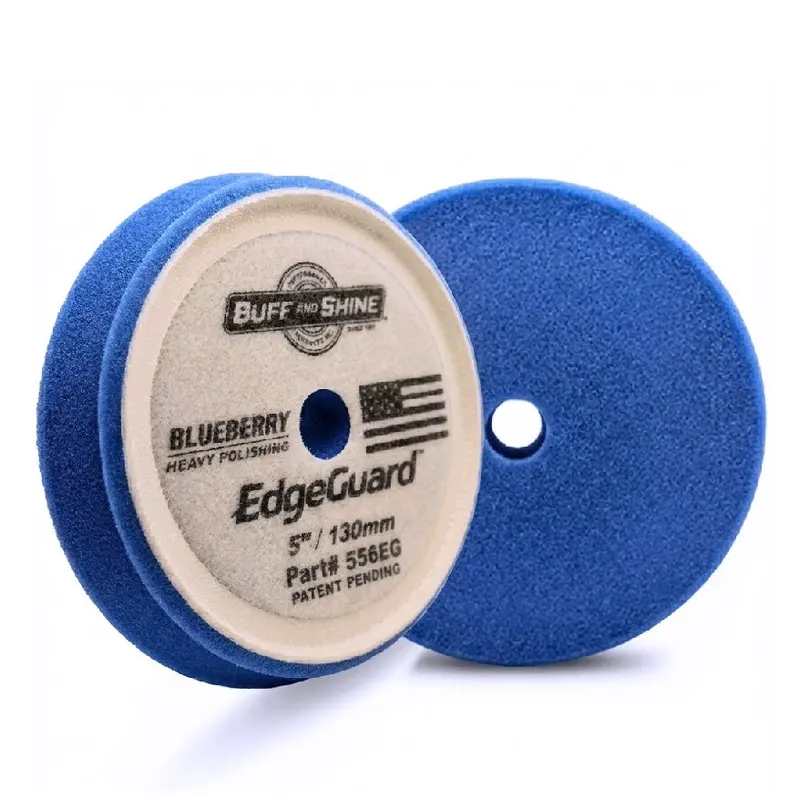 Buff and Shine 5-Inch EdgeGuard Blueberry Foam Buffing Pad – Heavy-Cut Compound Application (Model 556EG)