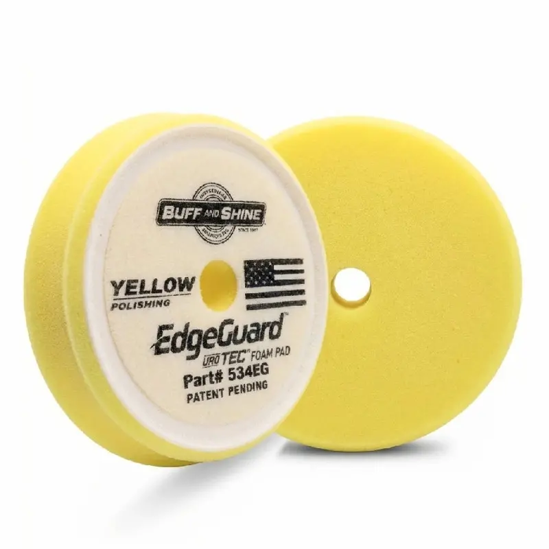 Buff and Shine 5-Inch EdgeGuard Yellow Foam Buffing Pad – Smooth Finishing Polish (Model 534EG)