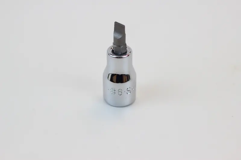 Chrome Slotted Screwdriver Bit Socket, #6 Size, 3/8″ Drive