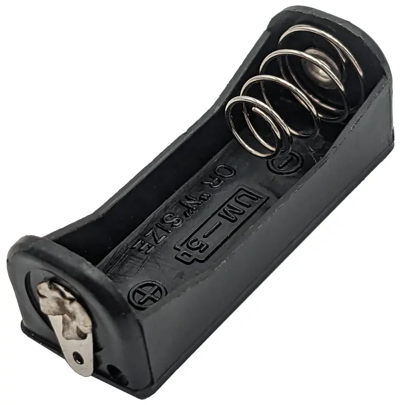 Compact Single ‘N’ Cell Battery Holder with Solder Lug Terminals (1.36″ × 0.52″ × 0.48″)