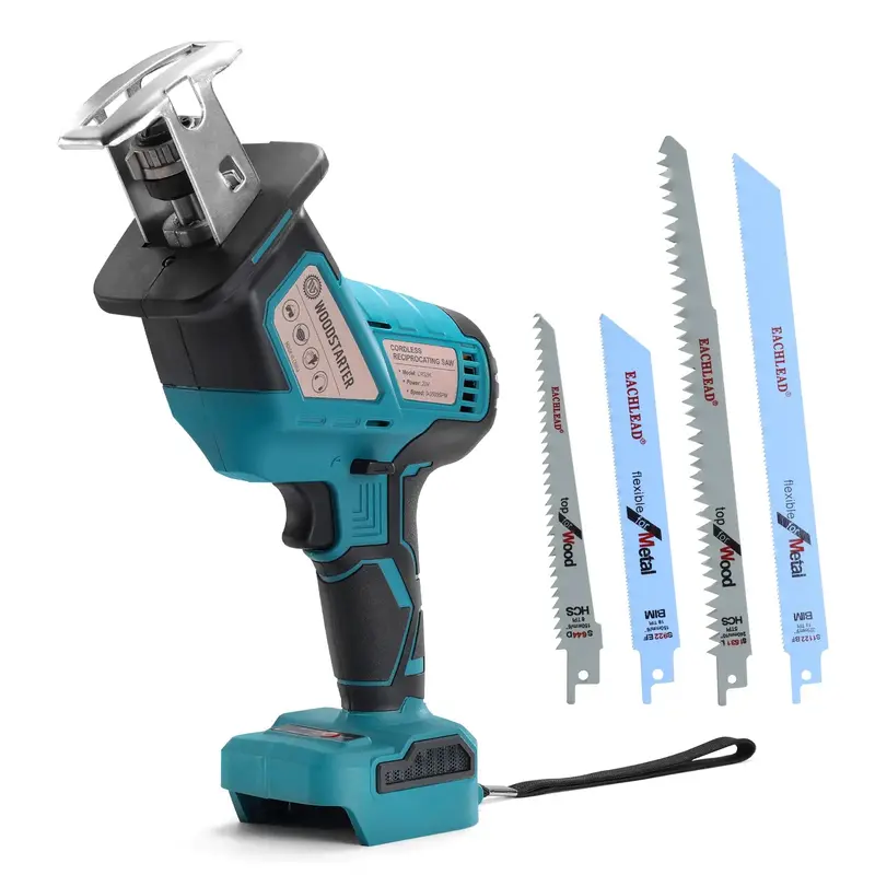 Cordless Reciprocating Saw with Brushless Motor – 3500 SPM, Tool-Free Blade Change, 4 Blades Included, Makita Battery Compatible
