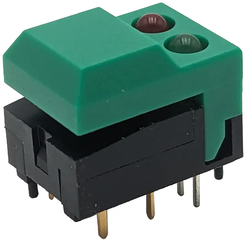 Dual-Color Illuminated Push Button – Green Housing with Red/Green LEDs