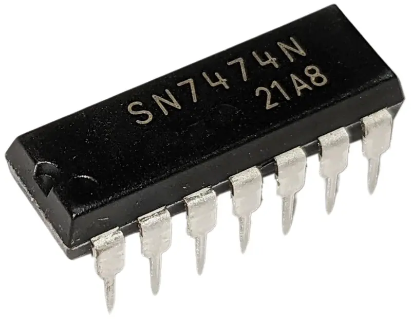 Dual D-Type Flip-Flop (7474) – 14-Pin IC with Individual Preset & Clear