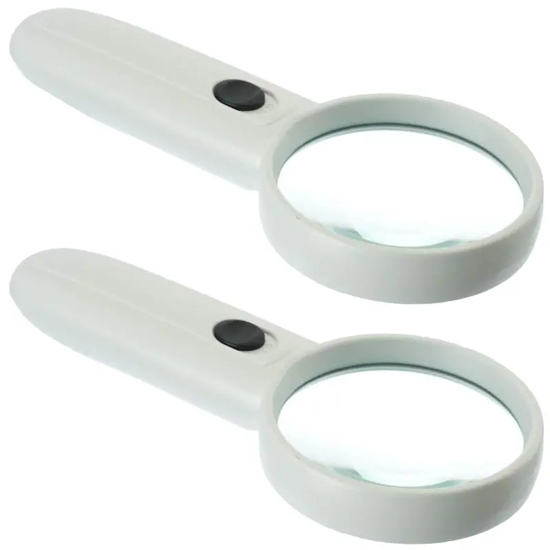 Dual-Pack Illuminated 2.5-Inch Handheld Magnifier – 3X Optical Lens with Dual LED Lighting for Precision Tasks
