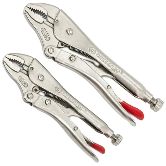 Dual-Size Curved-Jaw Locking Plier Set – Includes 7″ and 10″ Models with Built-in Wire Cutting (CLP2SETN-08)
