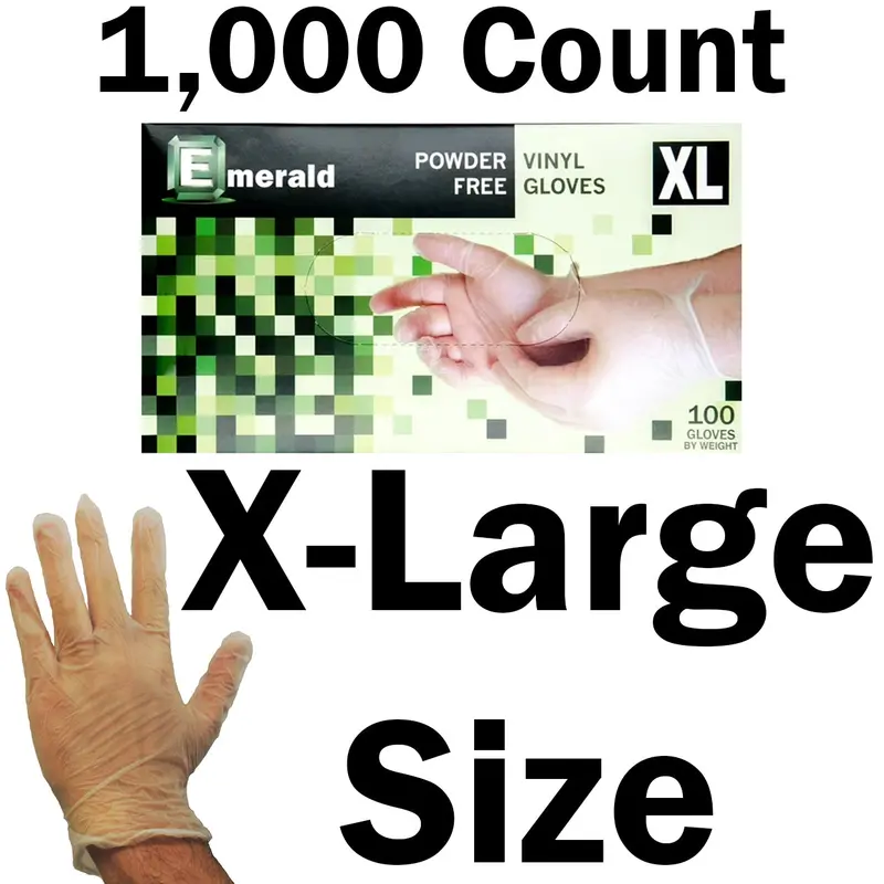 Emerald Shannon 1000-Pack X-Large Powder-Free Vinyl Gloves – 4 Mil Thickness