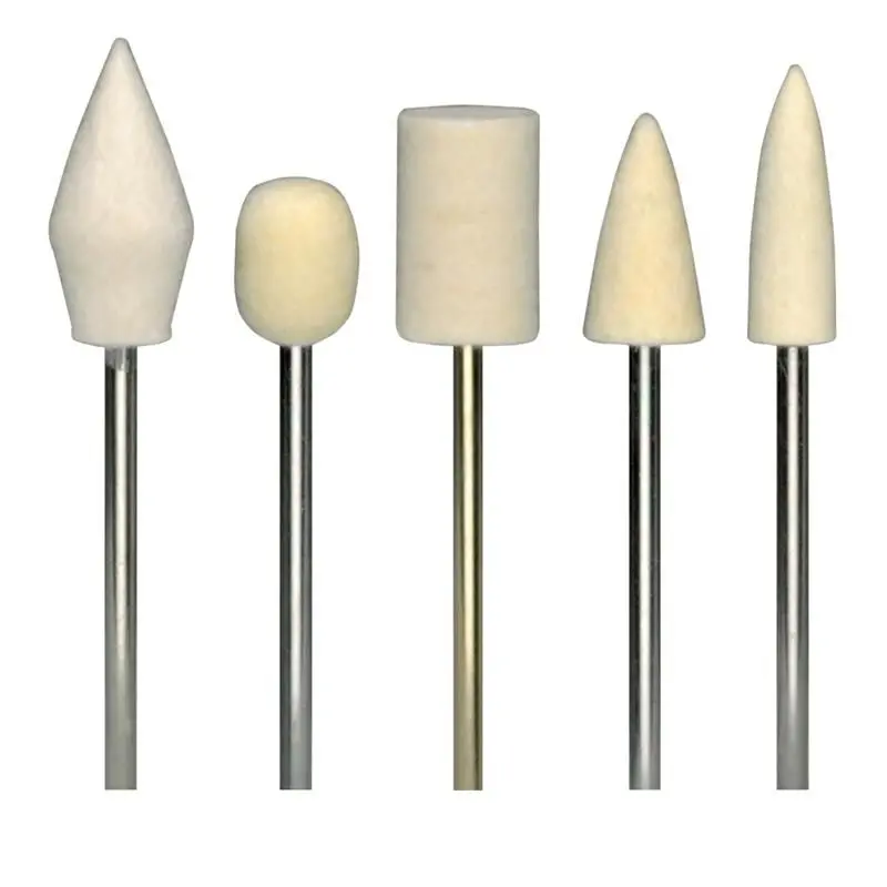 Enkay 165-55C Felt Bob Set – 5-Piece Polishing Kit with 3/32″ Shanks for Rotary Tools