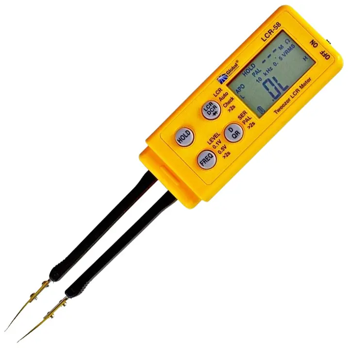 Global Specialties LCR-58 Tweezer-Style LCR Meter for Precision Component Testing