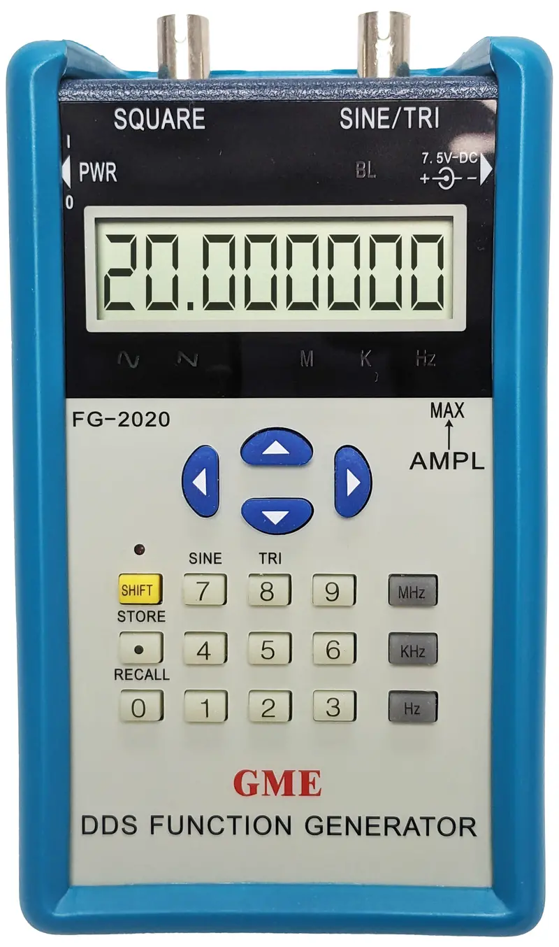 GME FG-2020 Portable DDS Signal Generator — Dual-Channel, 20MHz, High-Precision Handheld Function Generator