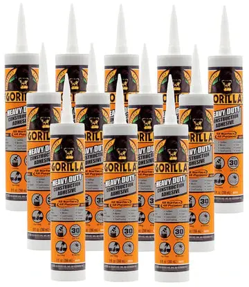 Gorilla Heavy-Duty Construction Adhesive – 12-Pack of 9 oz White Cartridges