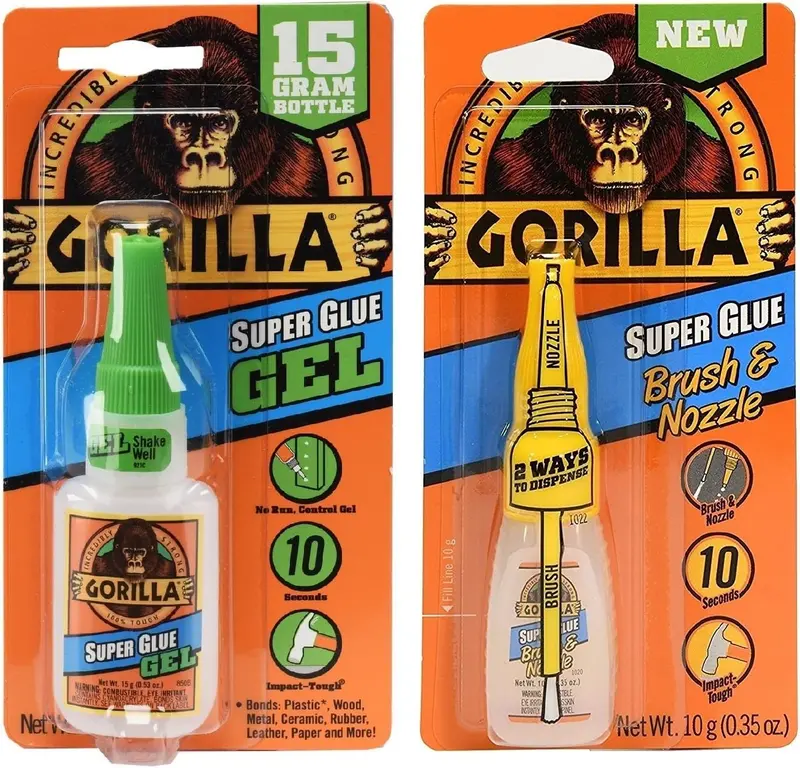 Gorilla Super Glue Gel & Applicator Combo – 15g Gel + 10g Brush/Nozzle Bottle
