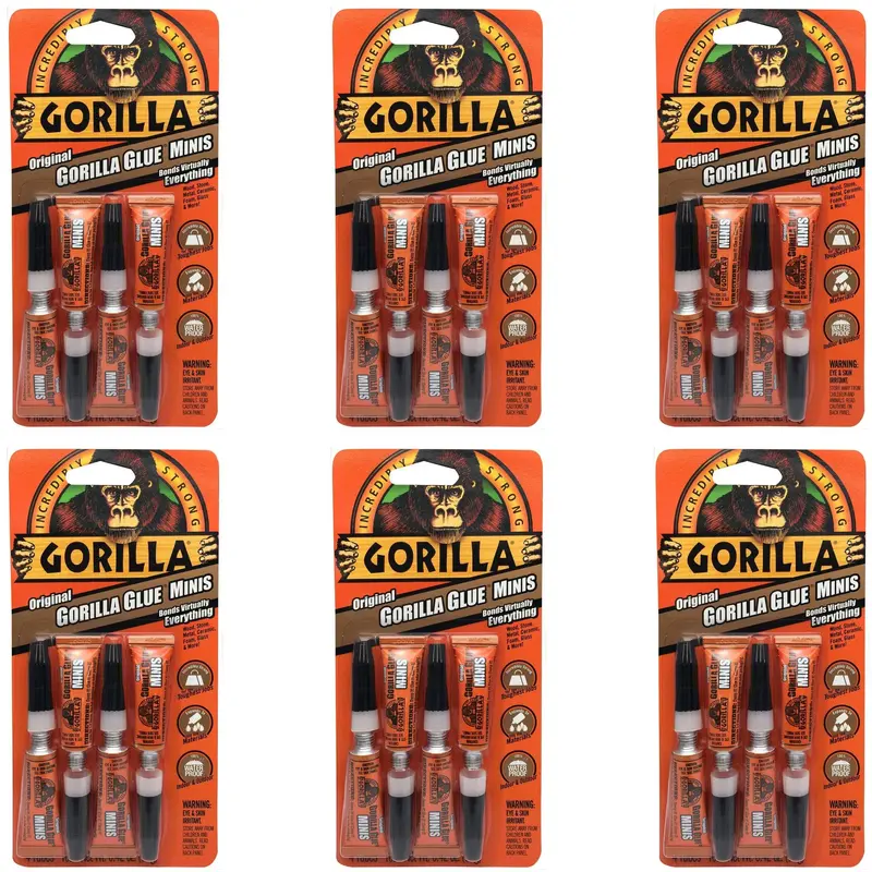 Gorilla Waterproof Polyurethane Glue Minis – 24-Pack, 3 g Tubes, Outdoor-Grade Bonding