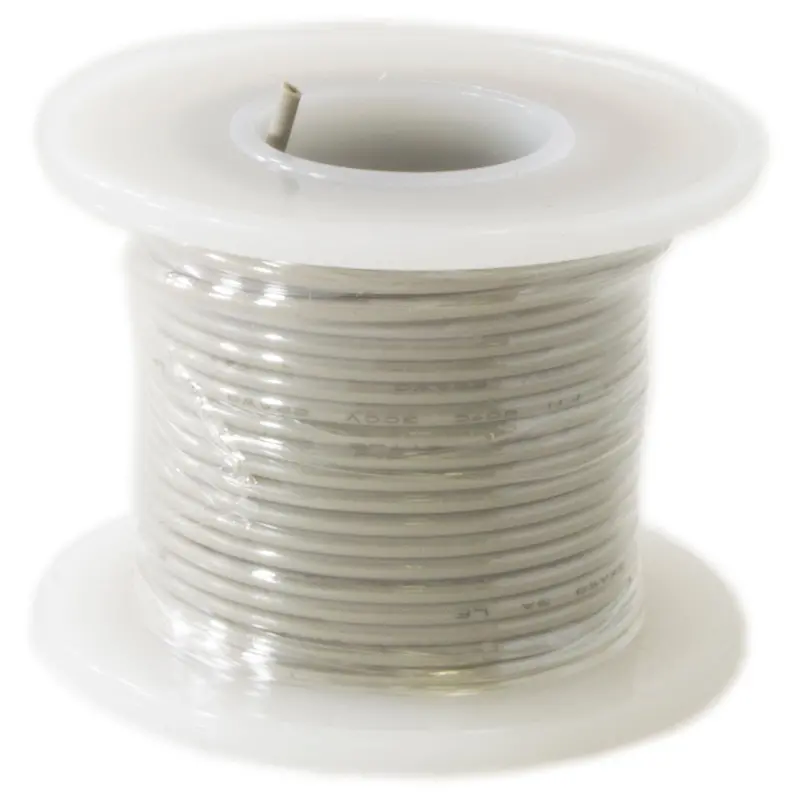 Gray 22 AWG Stranded Hook-Up Wire – 25-Foot Tinned Copper PVC-Insulated Roll (Color May Vary)