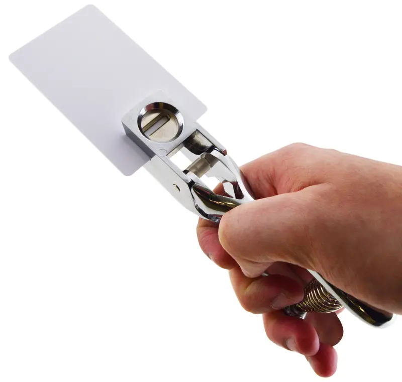 Handheld PVC ID Card Slot Punch Tool — Compact Badge Hole Puncher for Plastic Cards