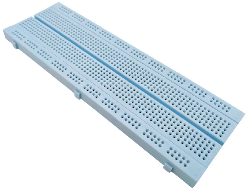 Heat-Resistant 830-Tie-Point Breadboard in Light Blue — 6.5″ × 2.14″