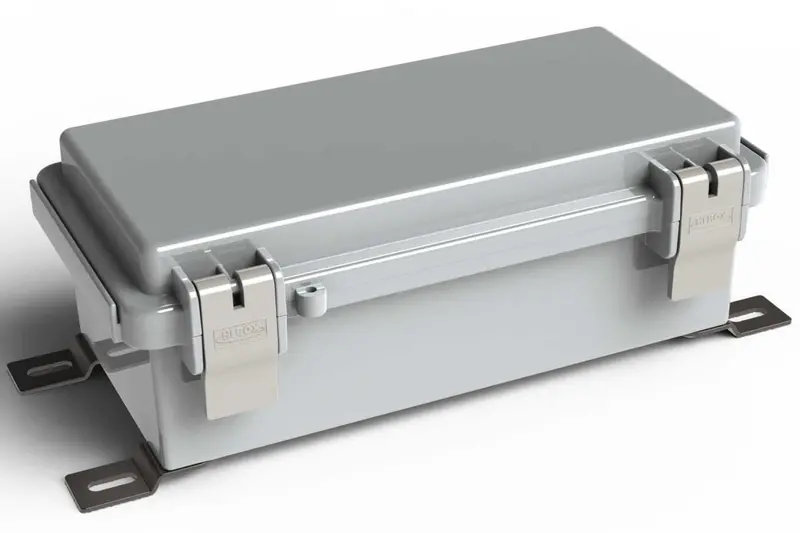 Hinged Outdoor NEMA Enclosure — 7.87×3.93×2.75″, Light Gray ABS